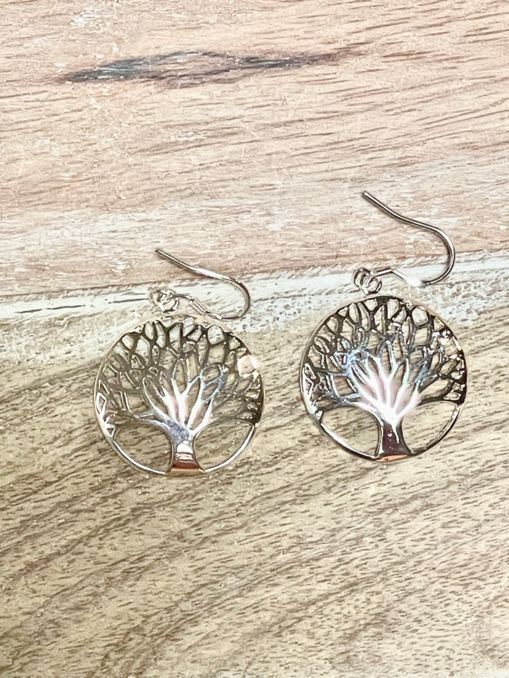 Sterling Silver Tree of Life Drop Earrings - Silver